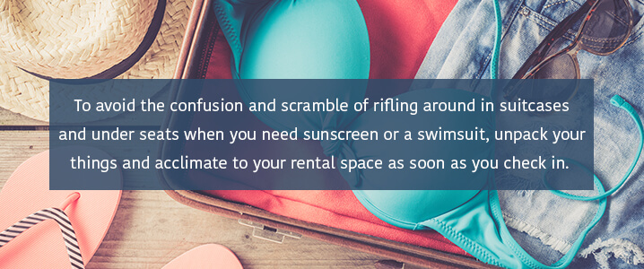 unpack your things and accilmate to your rental space