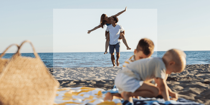 family on the beach